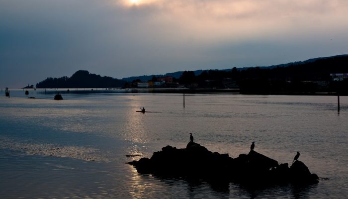 foto altostrato sobre ria de pontevedra para portada de monografias de tipos de nubes altostratos foto de fran torres